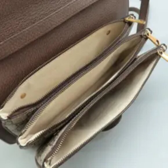 100% Authentic GUCCI Ophidia Brown Canvas Shoulder Bag - Picture 7 of 12